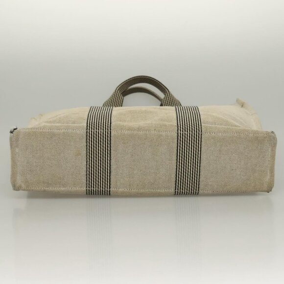 HERMES Fourre Tout MM Hand Bag Canvas Gray Silver Auth - Picture 10 of 16